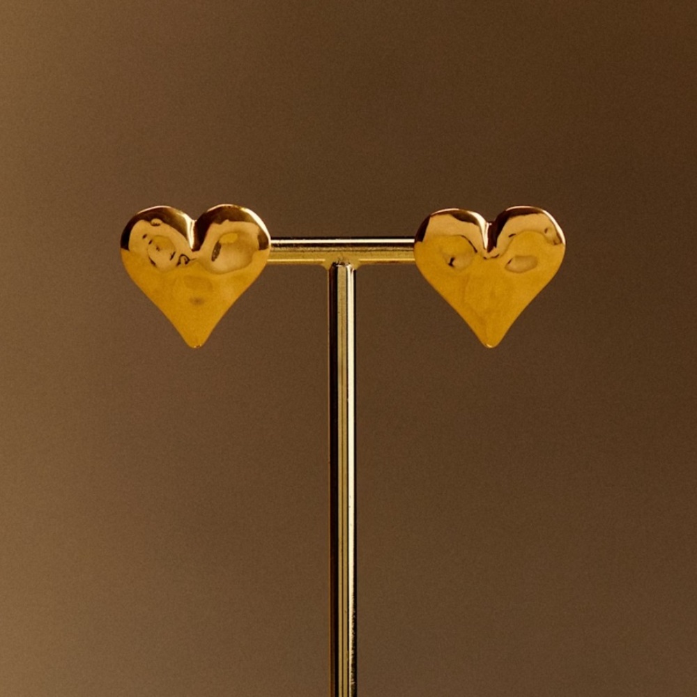 SÉZANE Janis Gold Heart Stud Earrings NWT